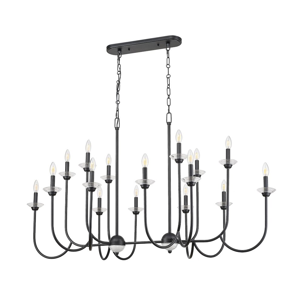 Z-Lite Allistair 16 Light Linear Chandelier in Matte Black color, Steel frame. Picture 5