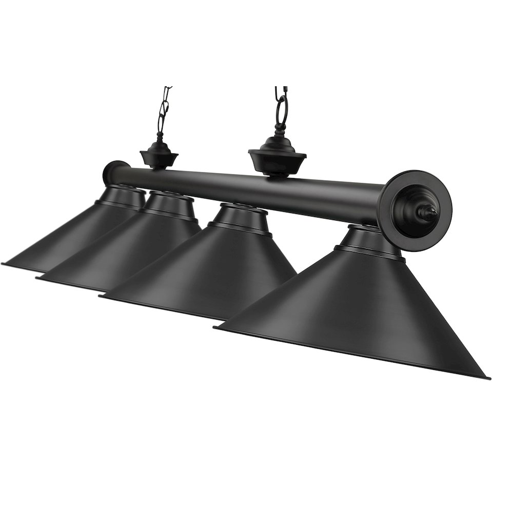 Z-Lite Cordon 4 Light Billiard, Steel Frame, Matte Black Shade Color. Picture 4