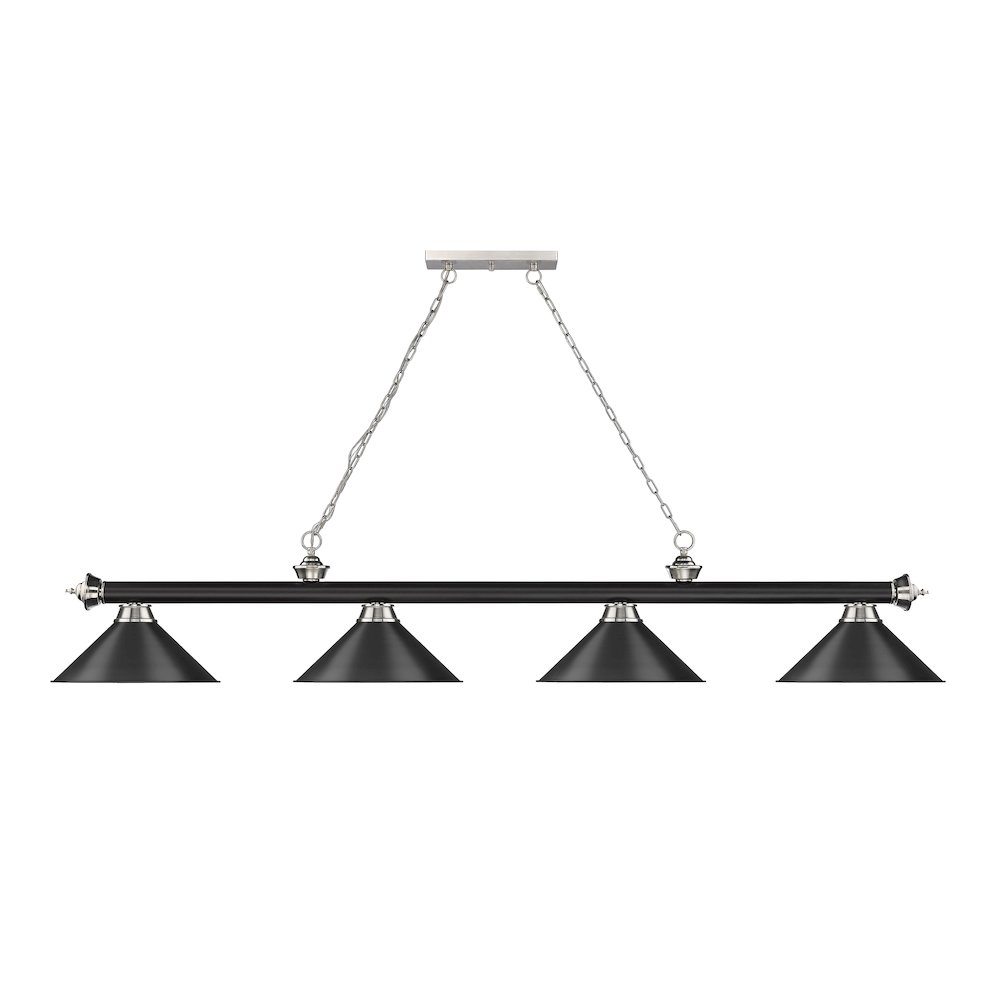 Z-Lite Cordon 4 Light Billiard, Steel Frame, Matte Black Shade Color. Picture 2