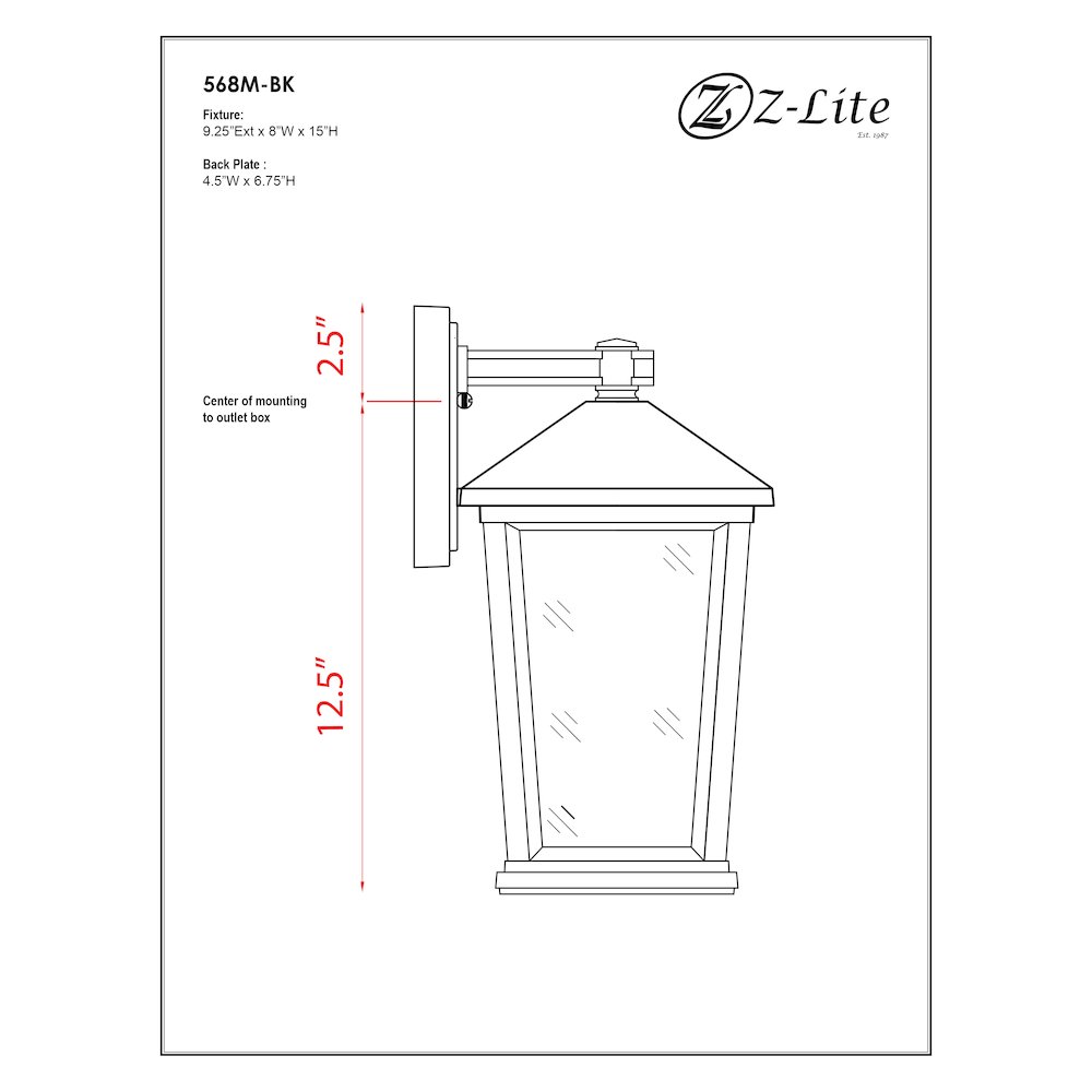Z-Lite 2 Light Outdoor Wall Light. Picture 7