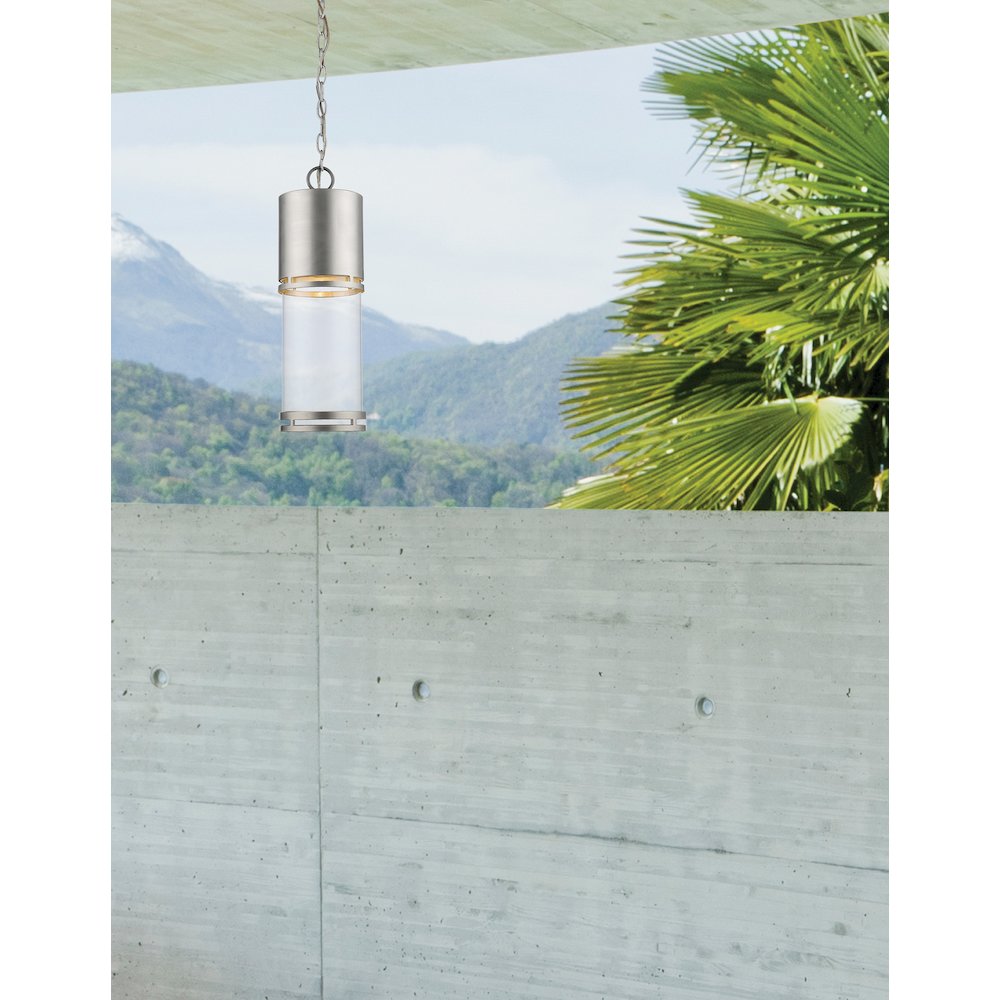 Z-Lite Luminata 1 Light Outdoor Chain Mount Ceiling Fixture, Brushed Aluminum. Picture 2