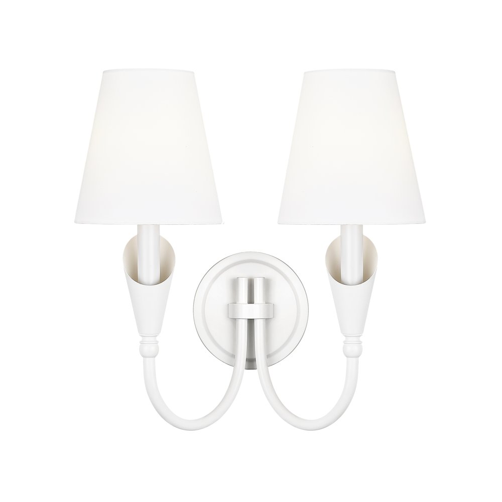 Z-Lite Claudelle 2 Light Wall Sconce in Textured White color, Steel frame. Picture 2