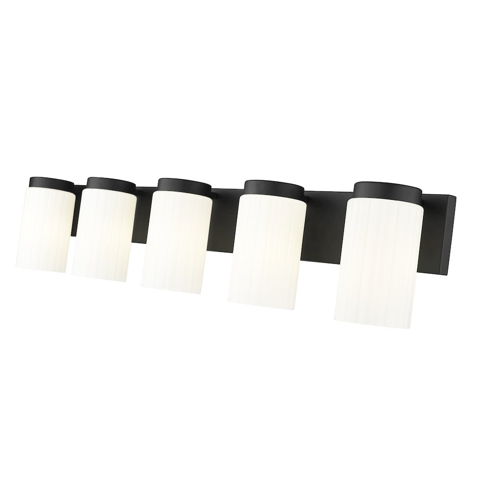 Z-Lite Burk 5 Light Vanity, Matte Black. Picture 4