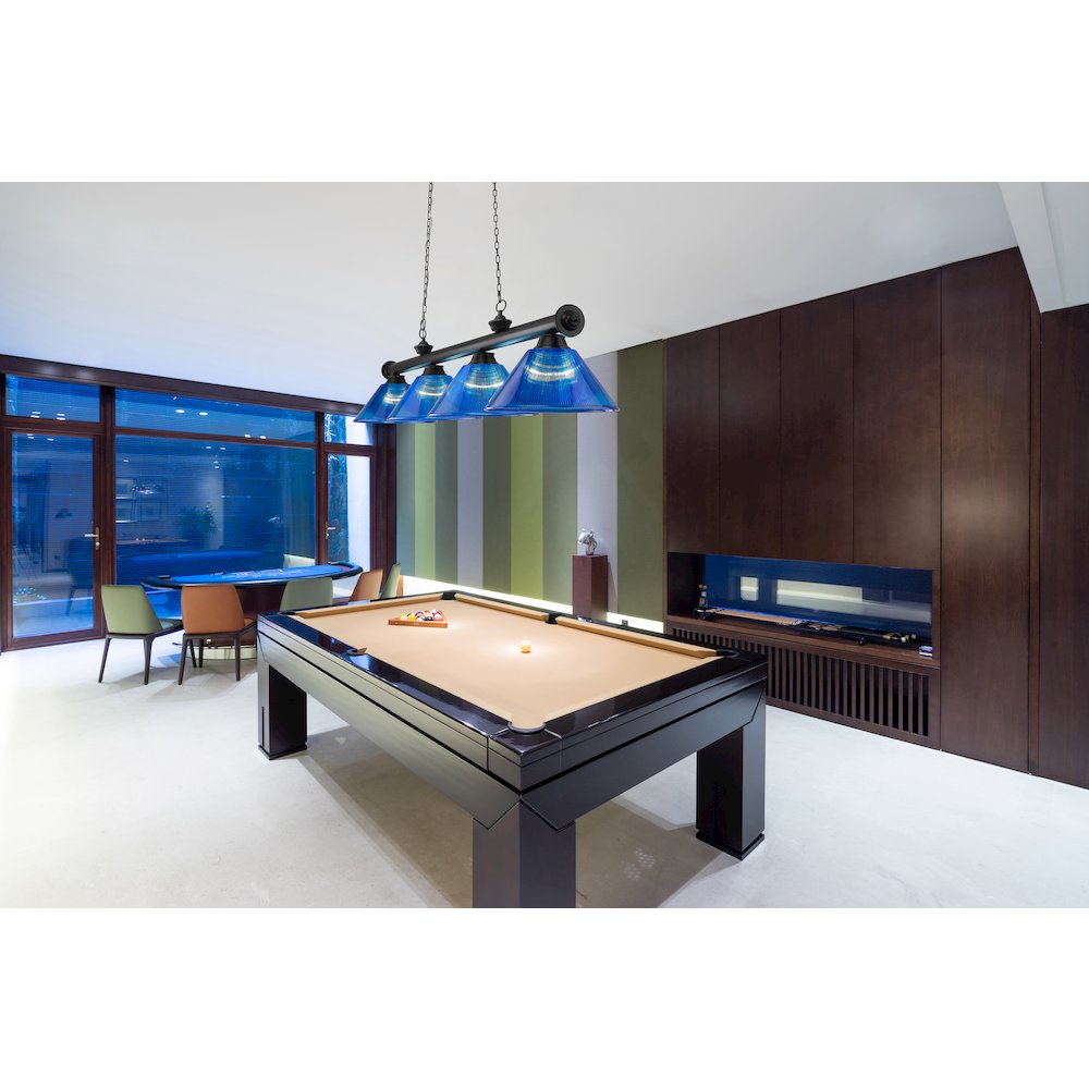 Z-Lite Cordon 4 Light Billiard, Steel Frame, Dark Blue Shade Color. Picture 7