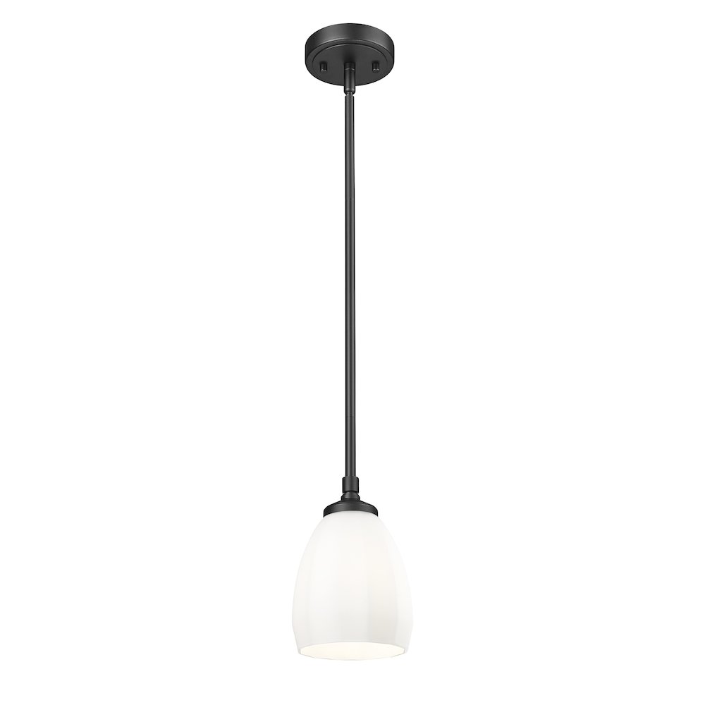 Z-Lite Oren 1 Light Pendant in Matte Black color, Steel frame. Picture 3