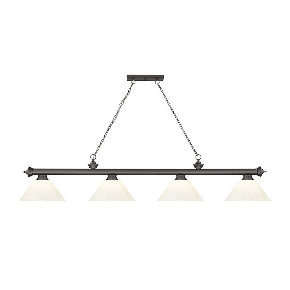 Z-Lite Cordon 4 Light Billiard, Steel Frame, White Shade Color. Picture 2
