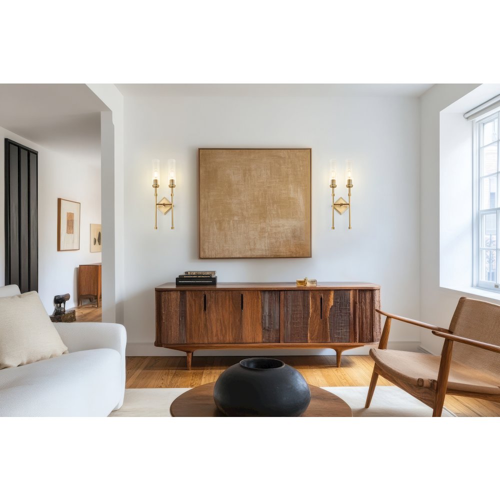 Z-Lite 2 Light Wall Sconce, Modern Gold. Picture 5