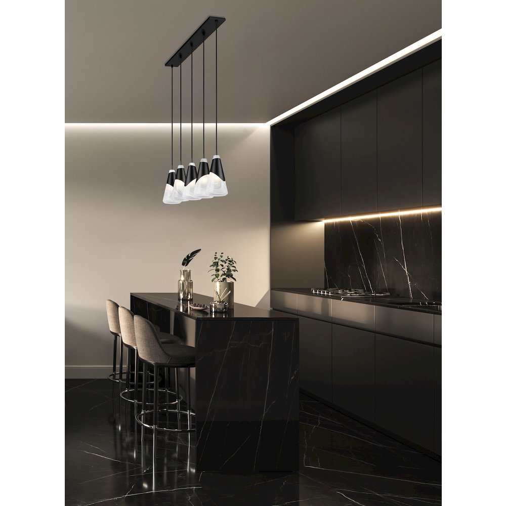 Z-Lite Aimie 5 Light Linear Chandelier, Matte Black. Picture 7