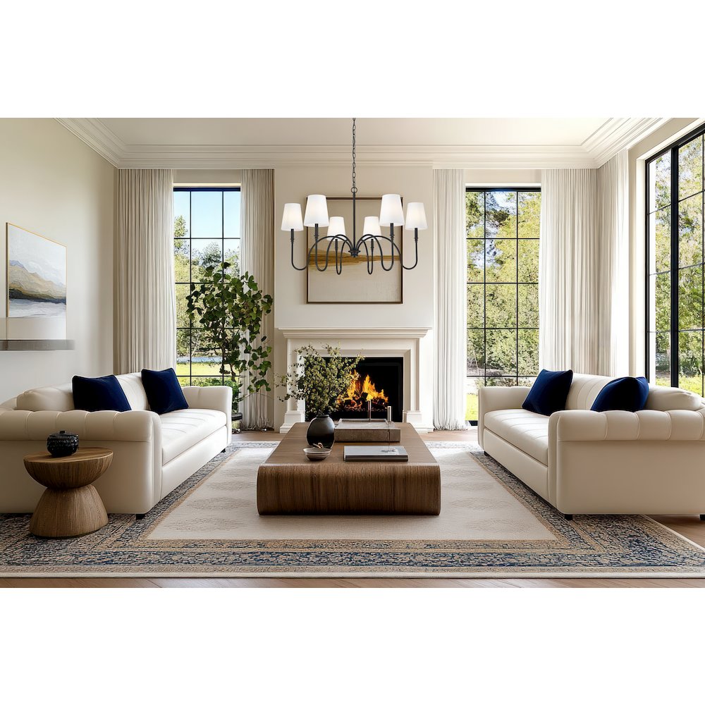 Z-Lite 6 Light Chandelier, Matte Black. Picture 5