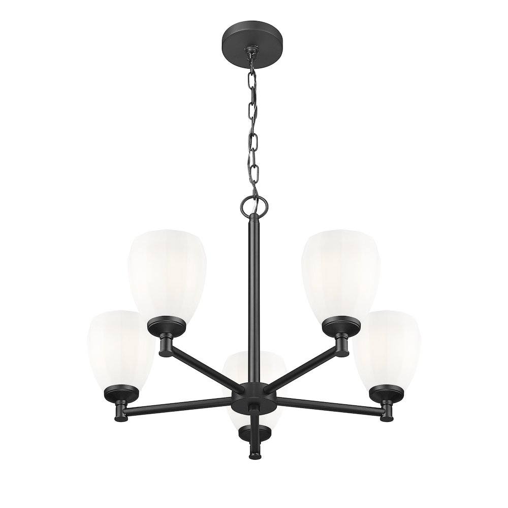 Z-Lite Oren 5 Light Chandelier in Matte Black color, Steel frame. Picture 2