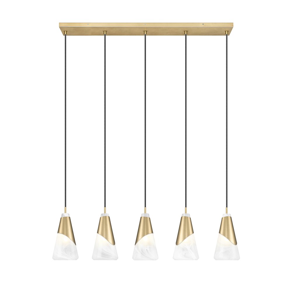 Z-Lite Aimie 5 Light Linear Chandelier, Modern Gold. Picture 3