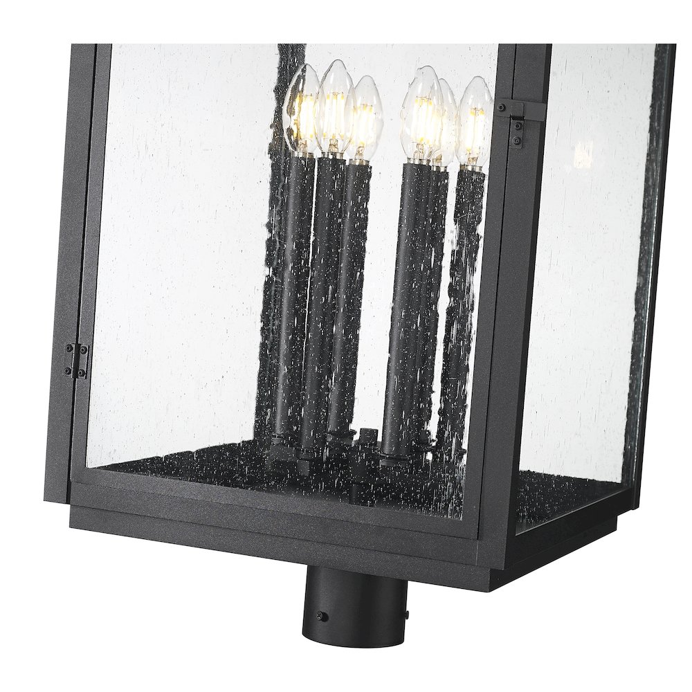 Z-Lite Hartwell 6 Light Outdoor Post Mount Fixture in Sand Black color. Picture 4