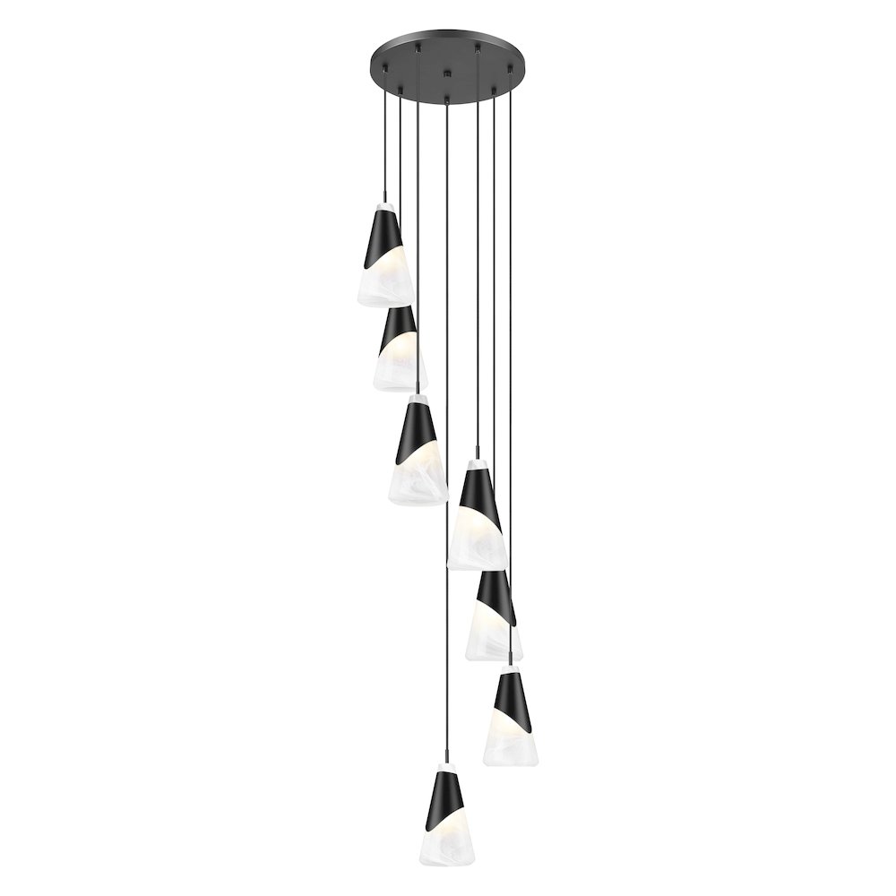 Z-Lite Aimie 7 Light Chandelier, Matte Black. Picture 3
