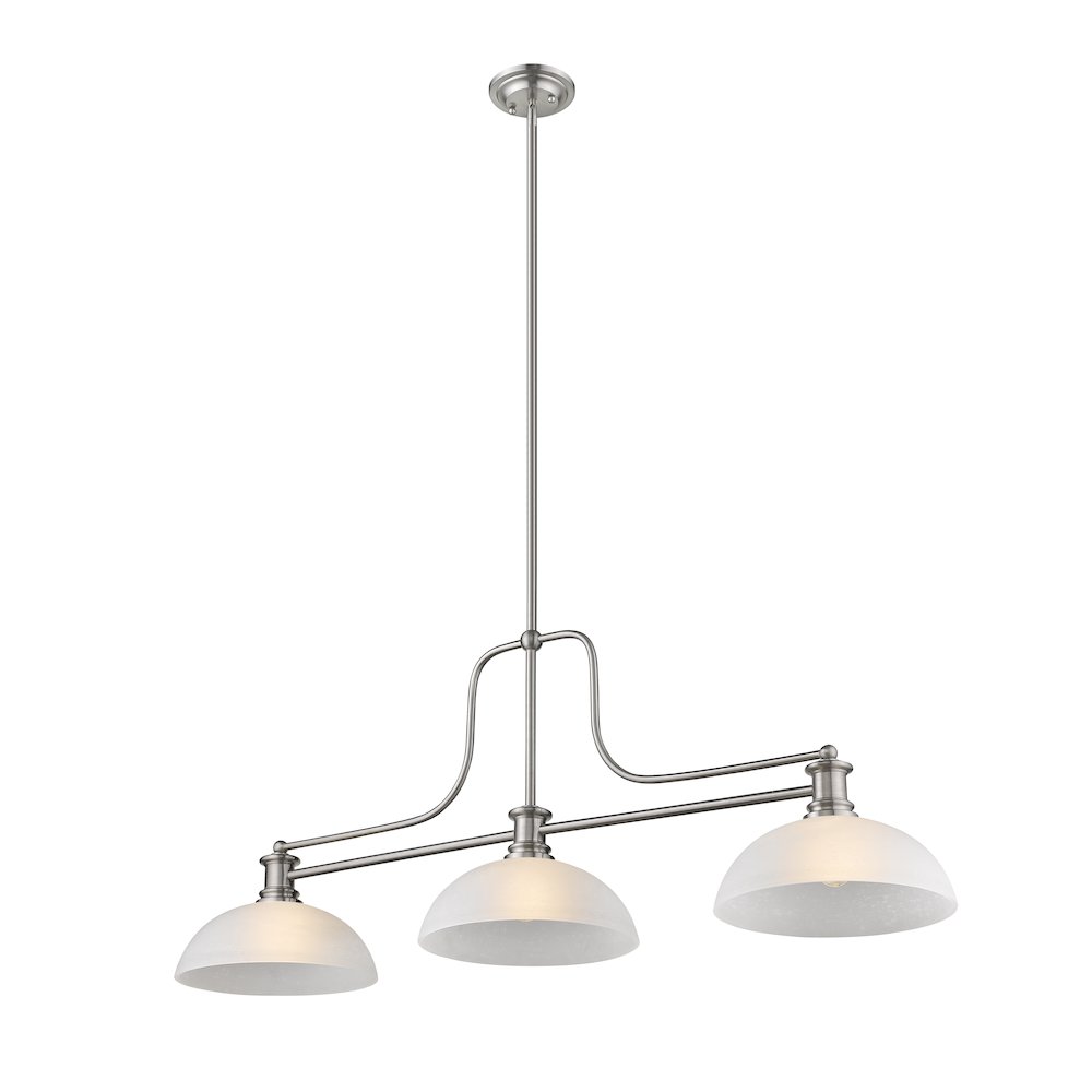 Z-Lite Melange 3 Light Billiard, Steel Frame, White Linen Shade Color. Picture 3