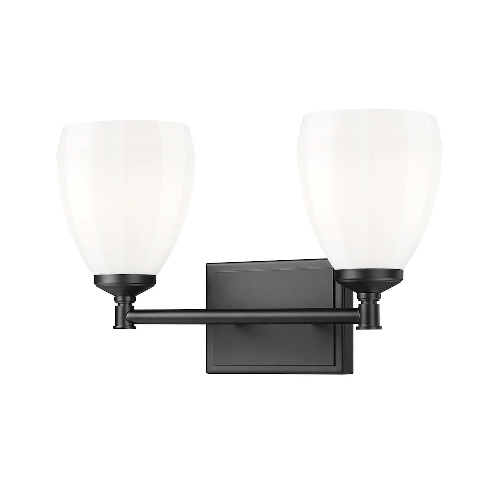 Z-Lite Oren 2 Light Vanity in Matte Black color, Steel frame. Picture 1