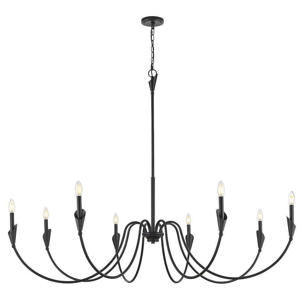 Z-Lite Claudelle 8 Light Chandelier in Matte Black color, Steel frame. Picture 2