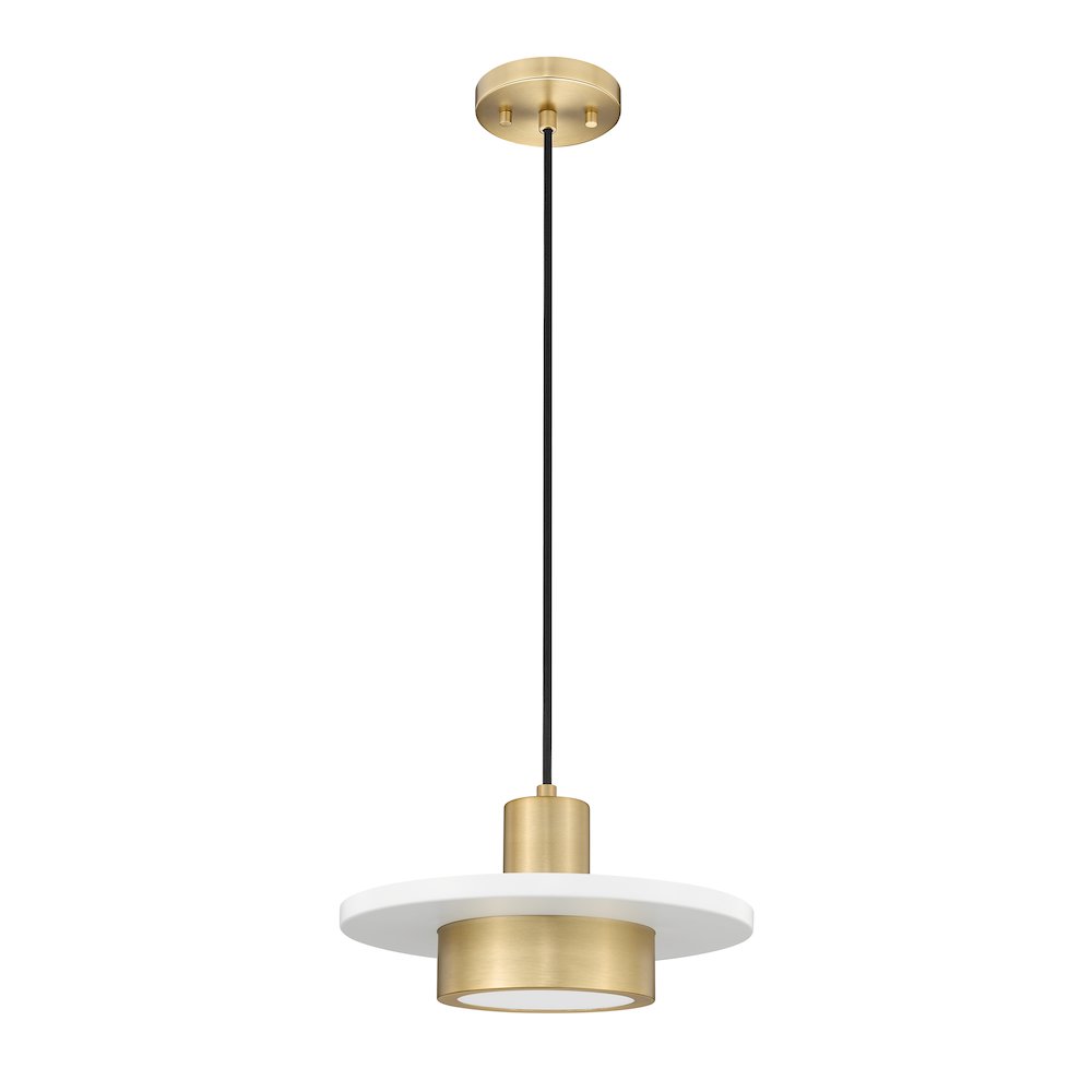Z-Lite 1 Light Pendant, Matte White + Modern Gold. Picture 7