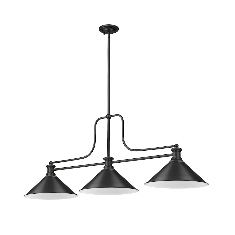 Z-Lite Melange 3 Light Billiard, Steel Frame, Matte Black Shade Color. Picture 5