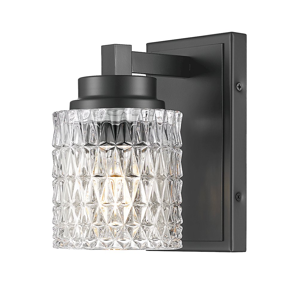 Z-Lite 1 Light Wall Sconce, Matte Black. Picture 1