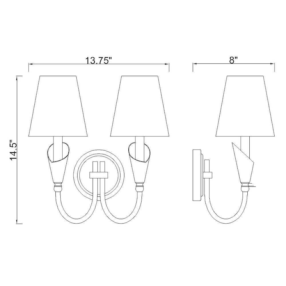 Z-Lite Claudelle 2 Light Wall Sconce in Textured White color, Steel frame. Picture 8