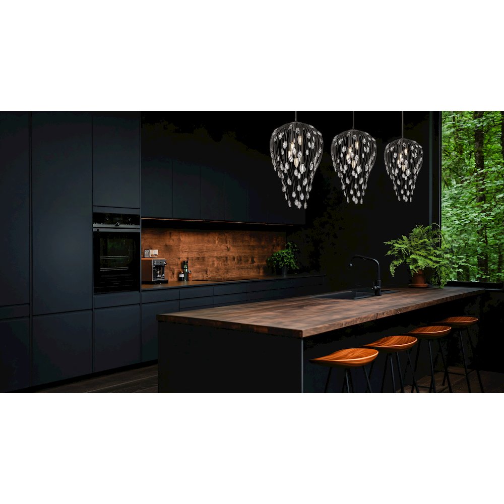 Z-Lite 5 Light Pendant, Matte Black. Picture 6