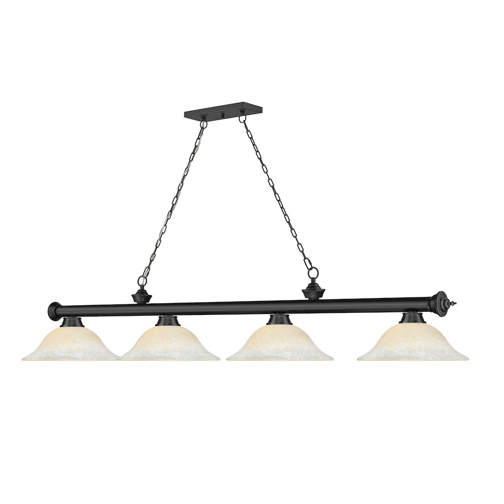 Z-Lite Cordon 4 Light Billiard, Steel Frame, White Mottle Shade Color. Picture 3