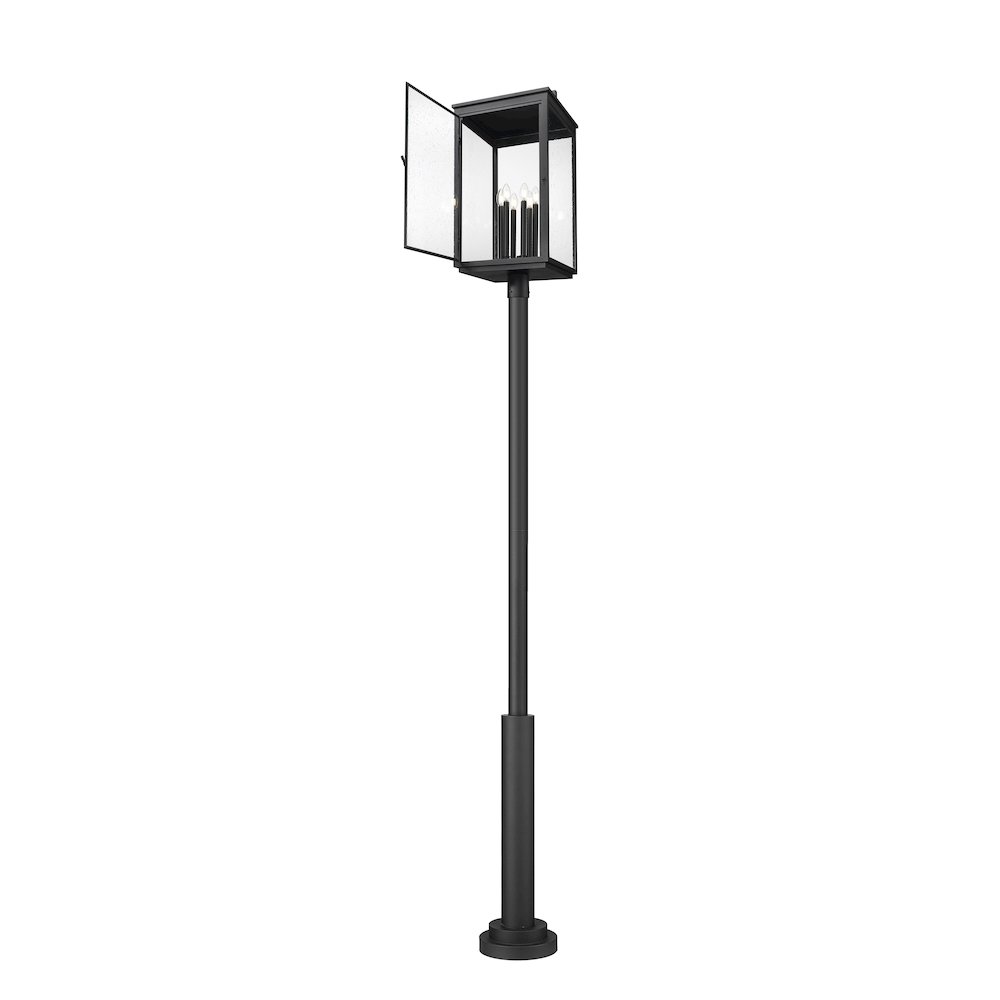 Z-Lite Hartwell 6 Light Outdoor Post Mounted Fixture in Sand Black color. Picture 2