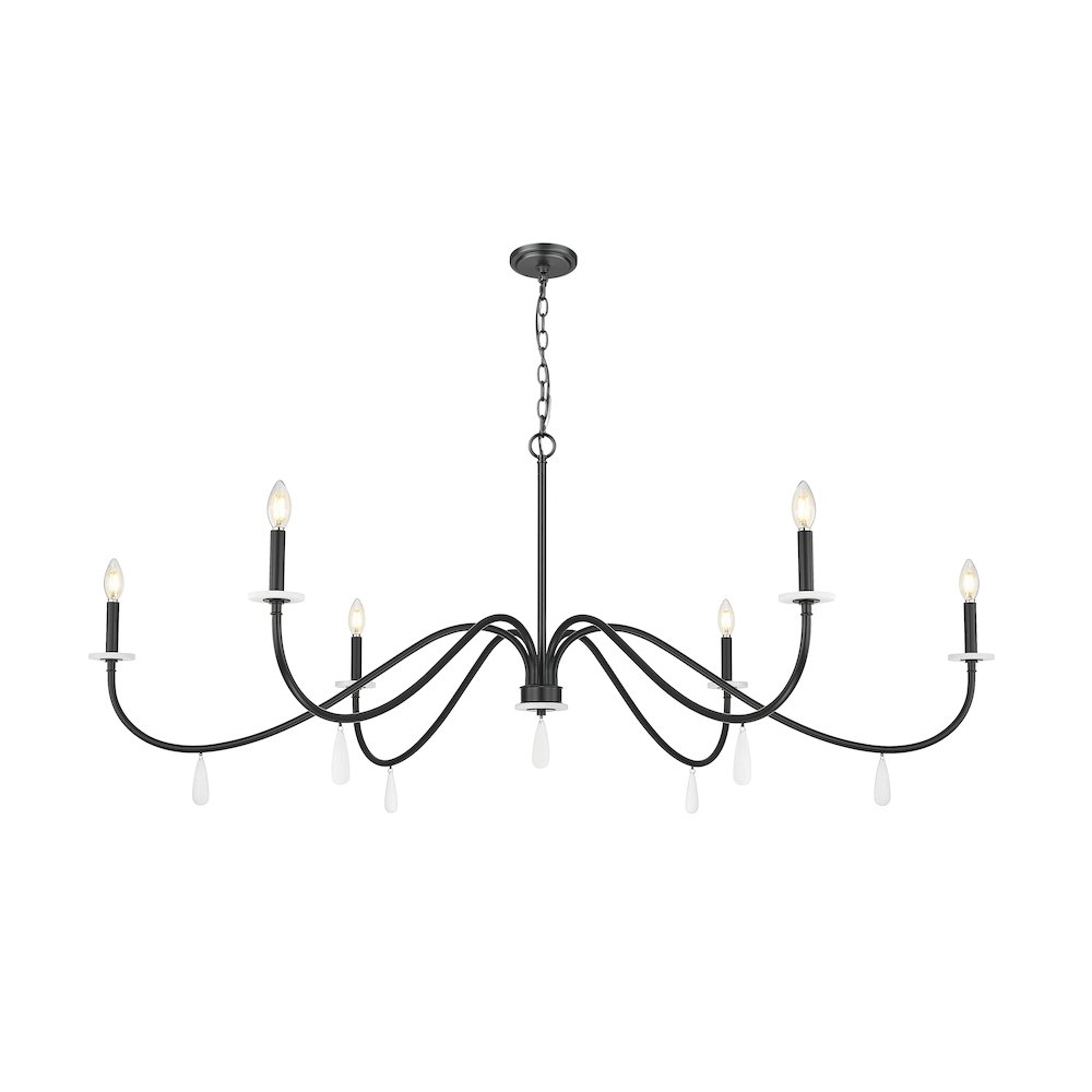 Z-Lite 6 Light Chandelier, Matte Black. Picture 3