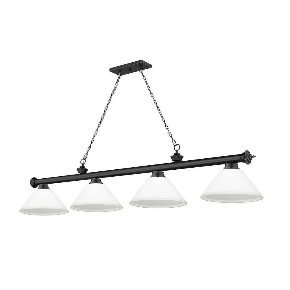 Z-Lite Cordon 4 Light Billiard, Steel Frame, Matte Opal Shade Color. Picture 5