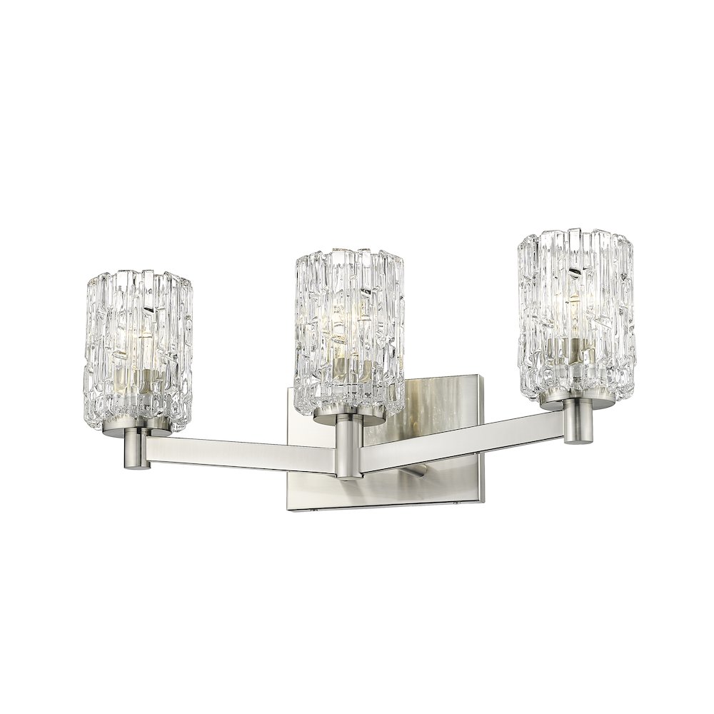 Z-Lite Aubrey 3 Light Vanity in Brushed Nickel Frame Finish. Picture 2