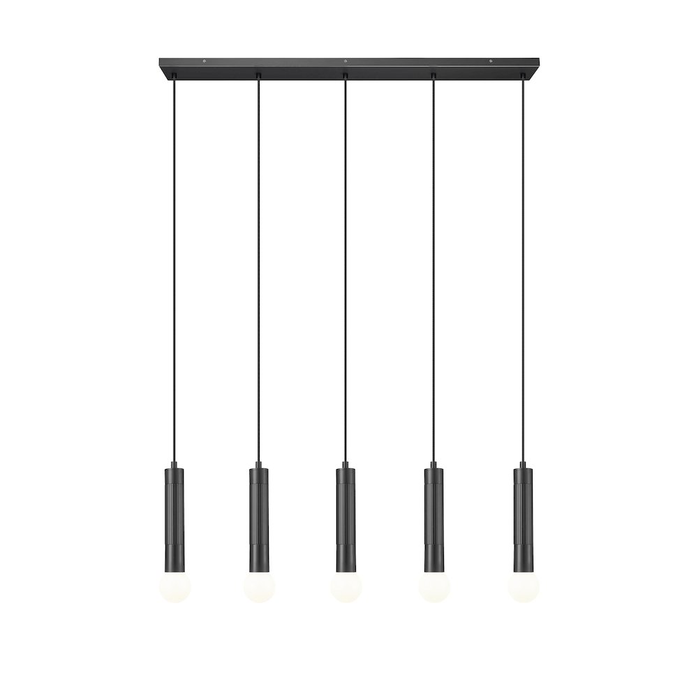 Z-Lite Stari 5 Light Linear Chandelier in Matte Black color, Steel frame. Picture 3