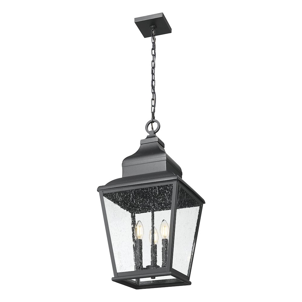 Z-Lite 3 Light Outdoor Chain Mount Ceiling Fixture, Sand Black. Picture 3