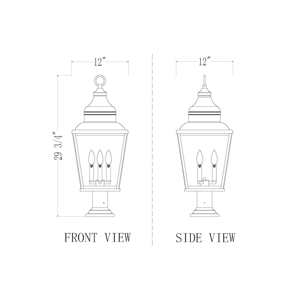 Z-Lite 3 Light Outdoor Pier Mounted Fixture, Sand Black. Picture 8