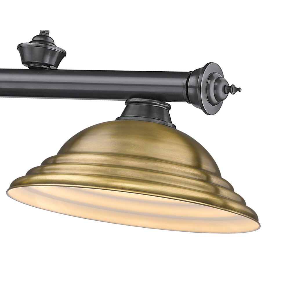 Z-Lite Cordon 3 Light Billiard, Steel Frame, Rubbed Brass Shade Color. Picture 4