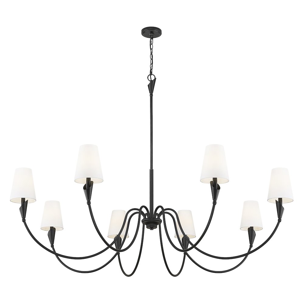 Z-Lite Claudelle 8 Light Chandelier in Matte Black color, Steel frame. Picture 3