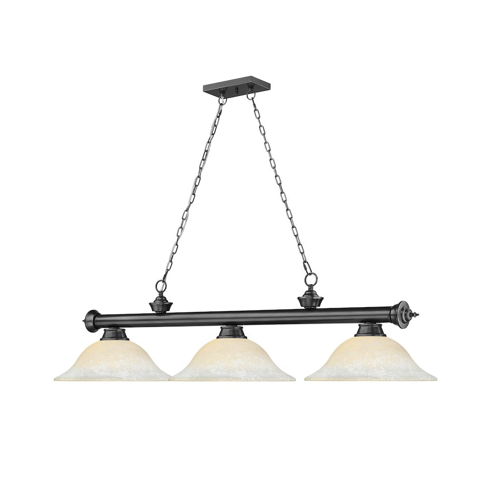 Z-Lite Cordon 3 Light Billiard, Steel Frame, White Mottle Shade Color. Picture 3