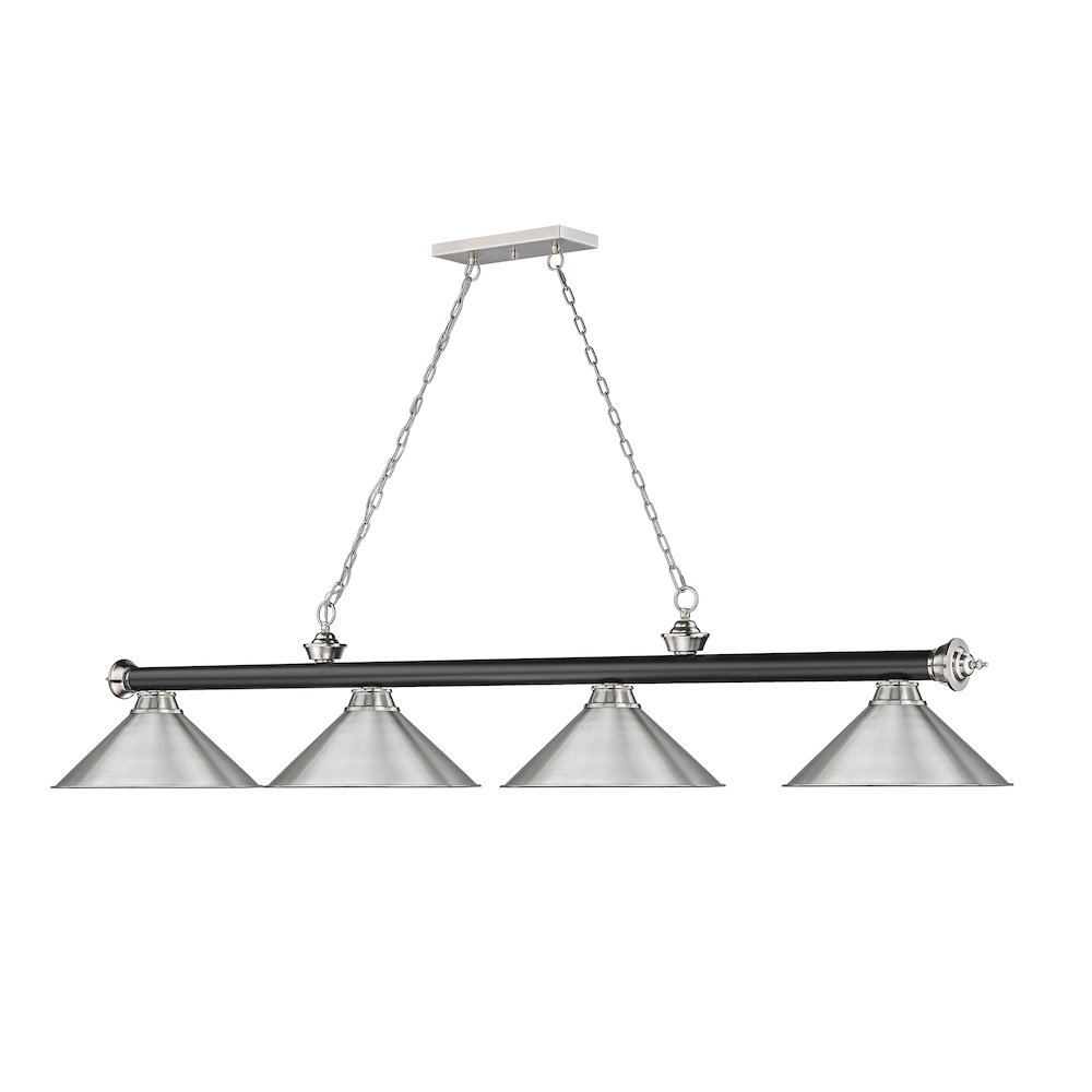 Z-Lite Cordon 4 Light Billiard, Steel Frame, Brushed Nickel Shade Color. Picture 3