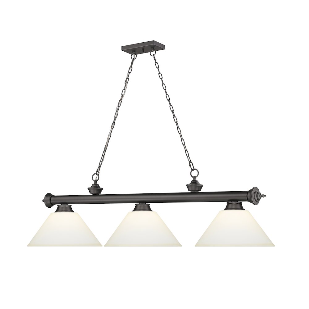 Z-Lite Cordon 3 Light Billiard, Steel Frame, Matte Opal Shade Color. Picture 3