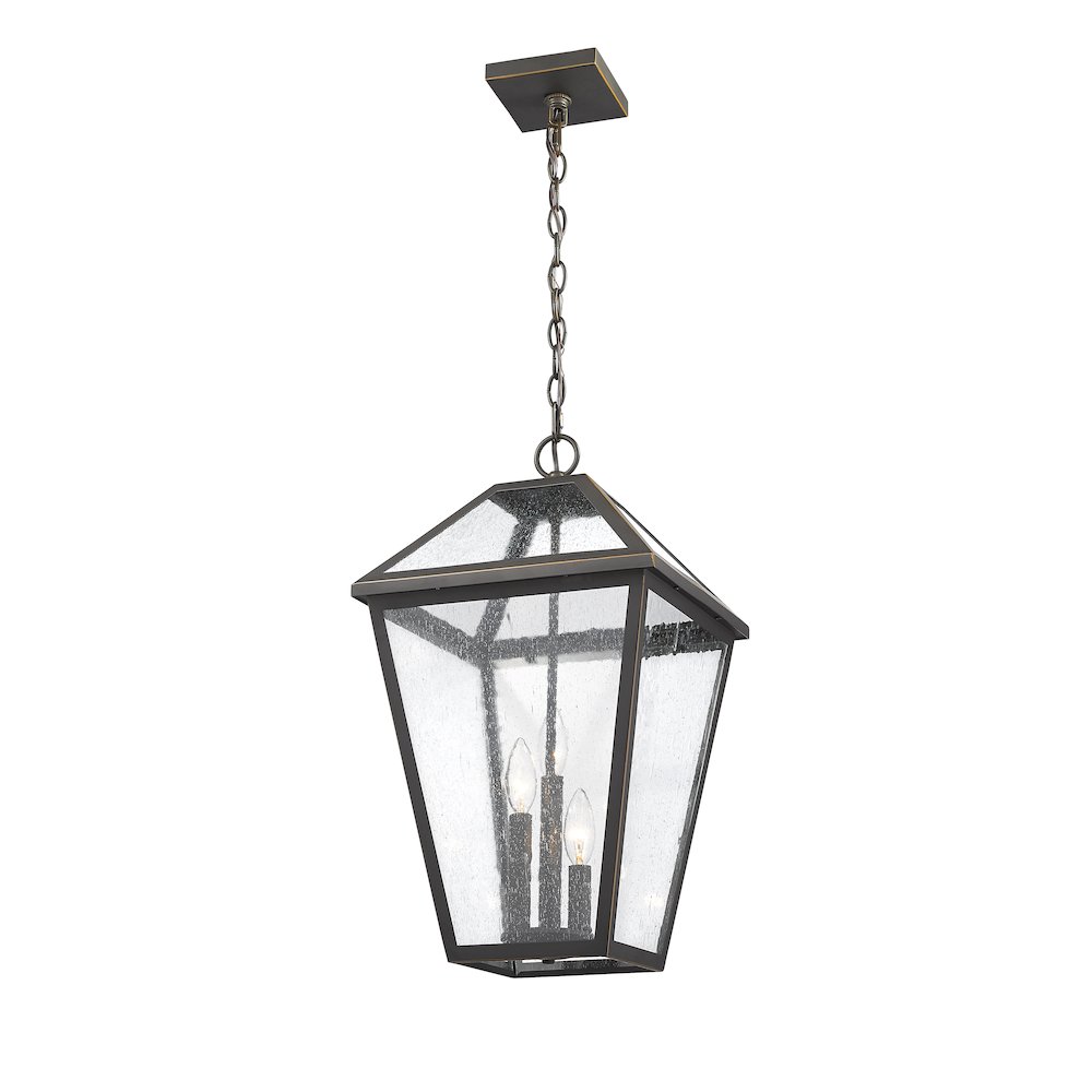 Z-Lite Talbot 3 Light Outdoor Chain Mount Ceiling Fixture, Oil Rubbed Bronze. Picture 2