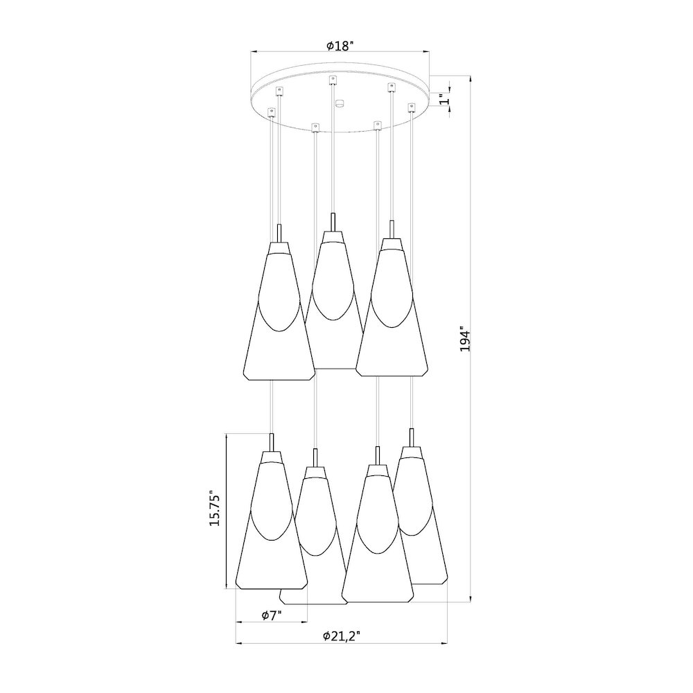 Z-Lite Aimie 7 Light Chandelier, Matte Black. Picture 8