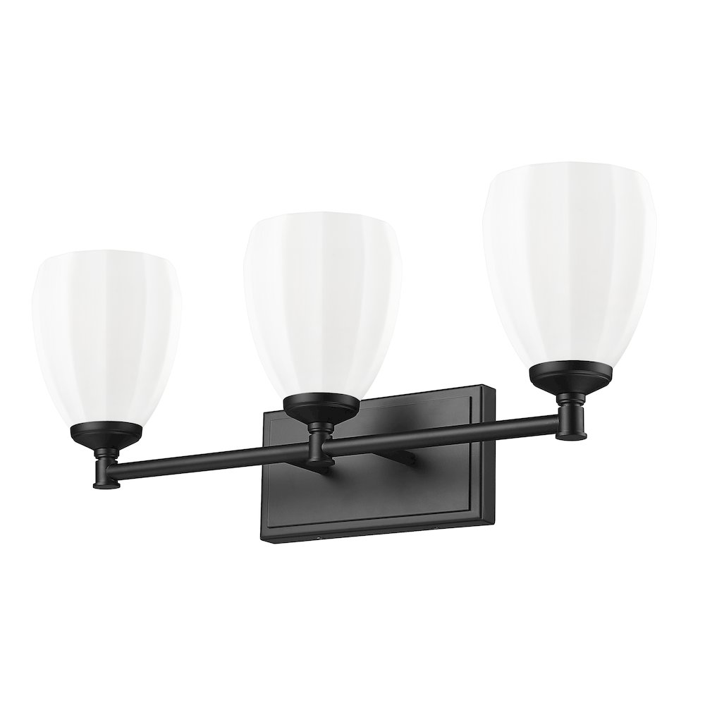 Z-Lite Oren 3 Light Vanity in Matte Black color, Steel frame. Picture 5