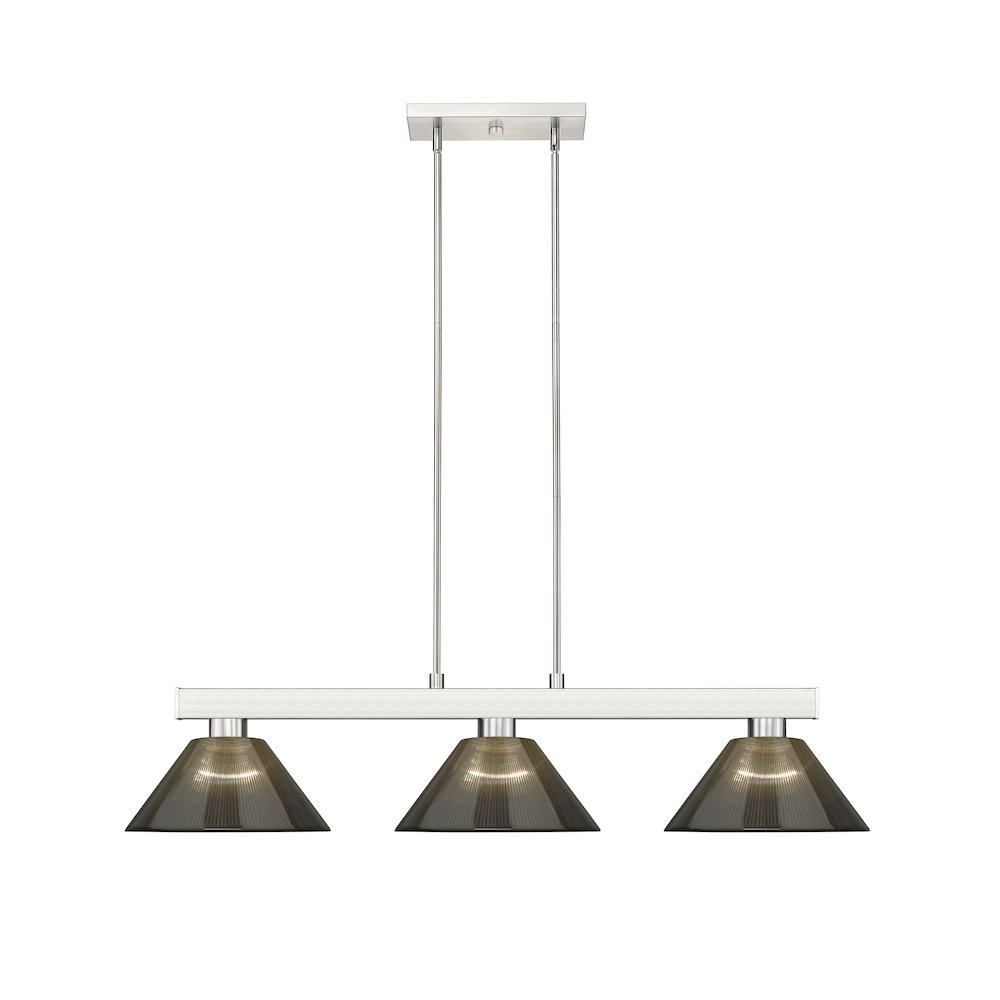 Z-Lite Players 3 Light Billiard, Steel Frame, Smoke Shade Color. Picture 2