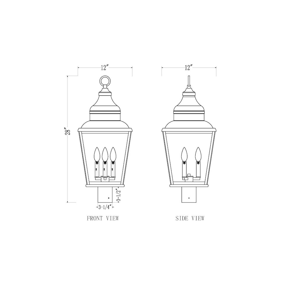 Z-Lite 3 Light Outdoor Post Mount Fixture, Sand Black. Picture 6