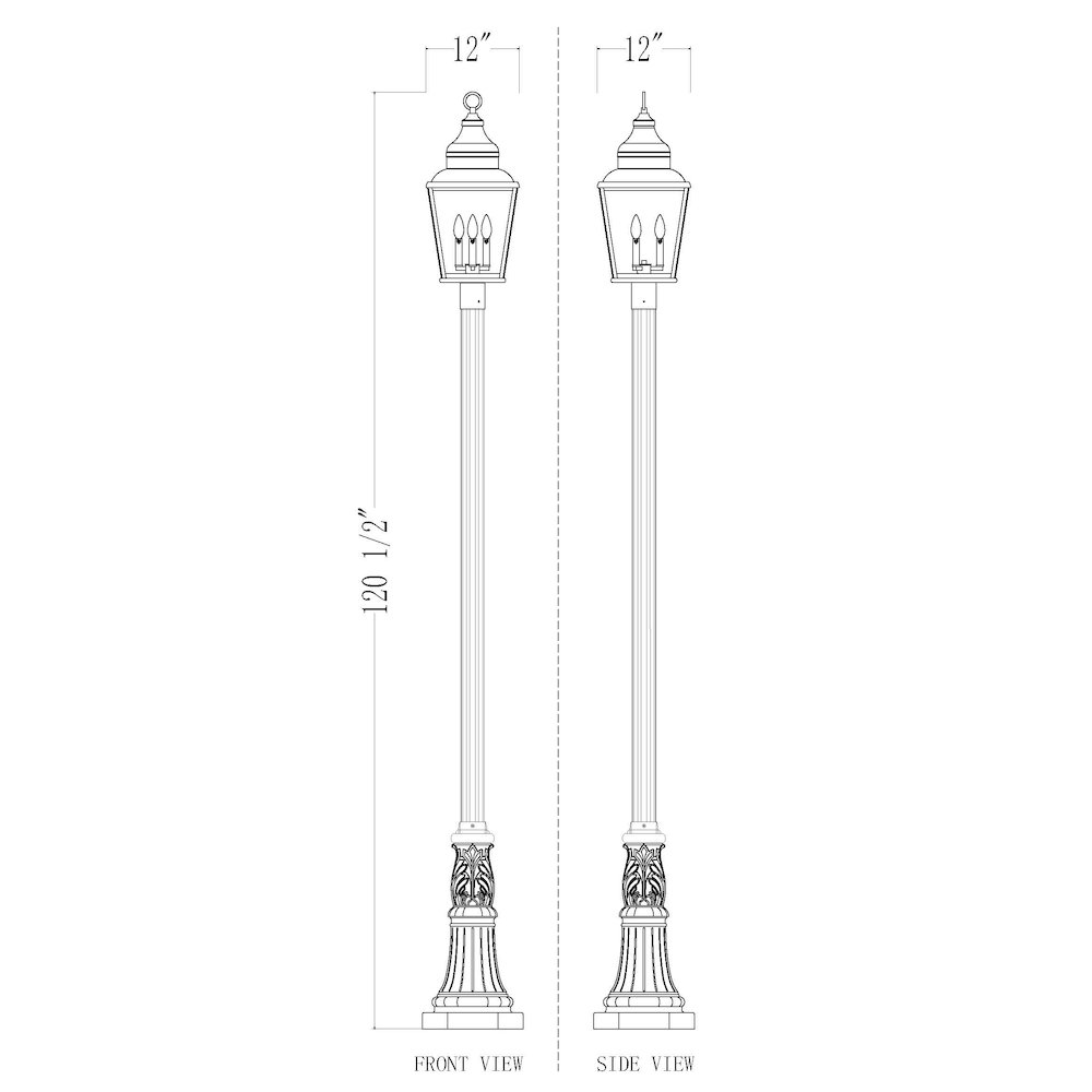 Z-Lite 3 Light Outdoor Post Mounted Fixture, Sand Black. Picture 8