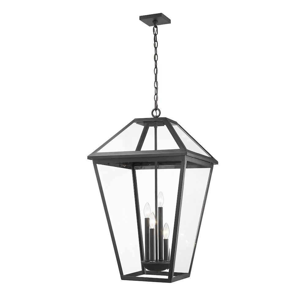 Z-Lite Talbot 4 Light Outdoor Chain Mount Ceiling Fixture, Black. Picture 1