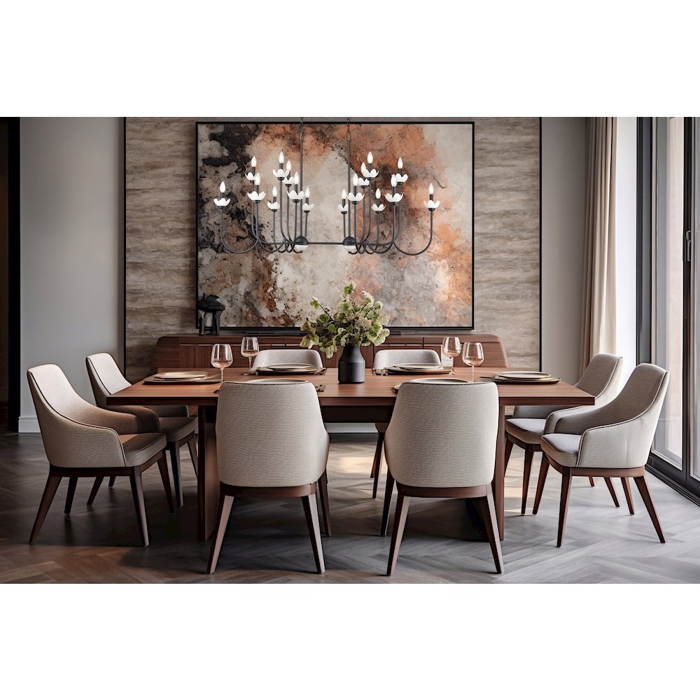 Z-Lite Allistair 16 Light Linear Chandelier in Matte Black color, Steel frame. Picture 6