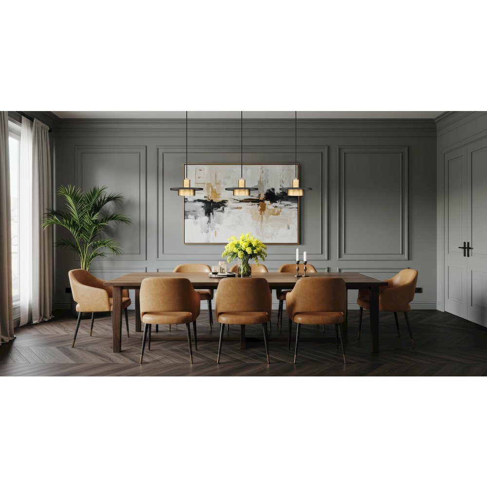 Z-Lite 3 Light Linear Chandelier, Matte Black + Modern Gold. Picture 5