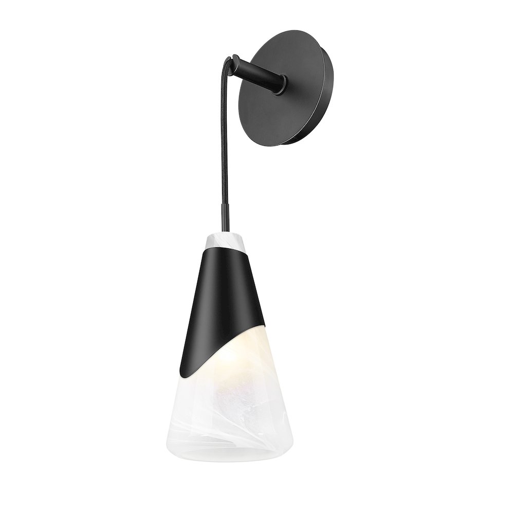 Z-Lite Aimie 1 Light Wall Sconce, Matte Black. Picture 3