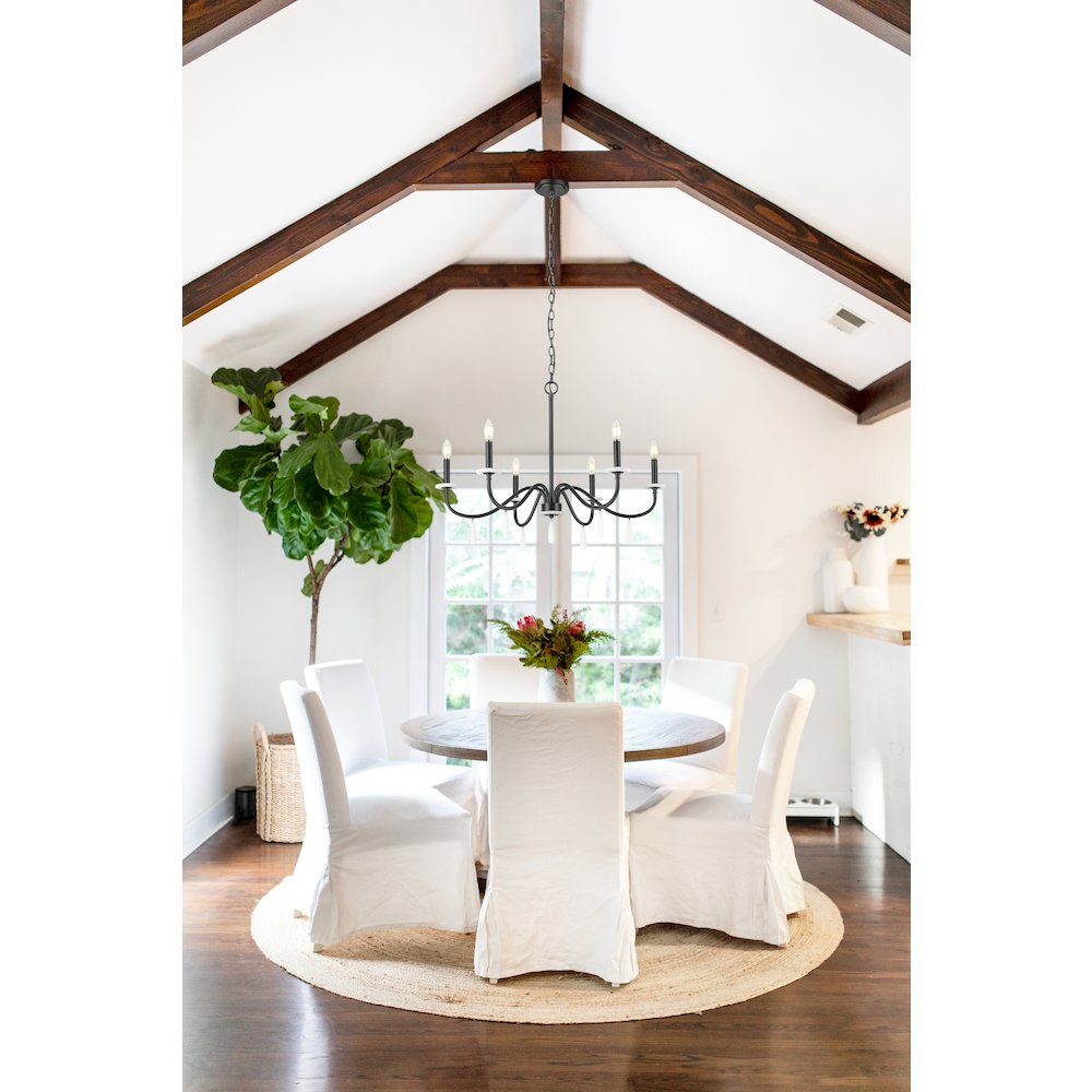 Z-Lite 6 Light Chandelier, Matte Black. Picture 6