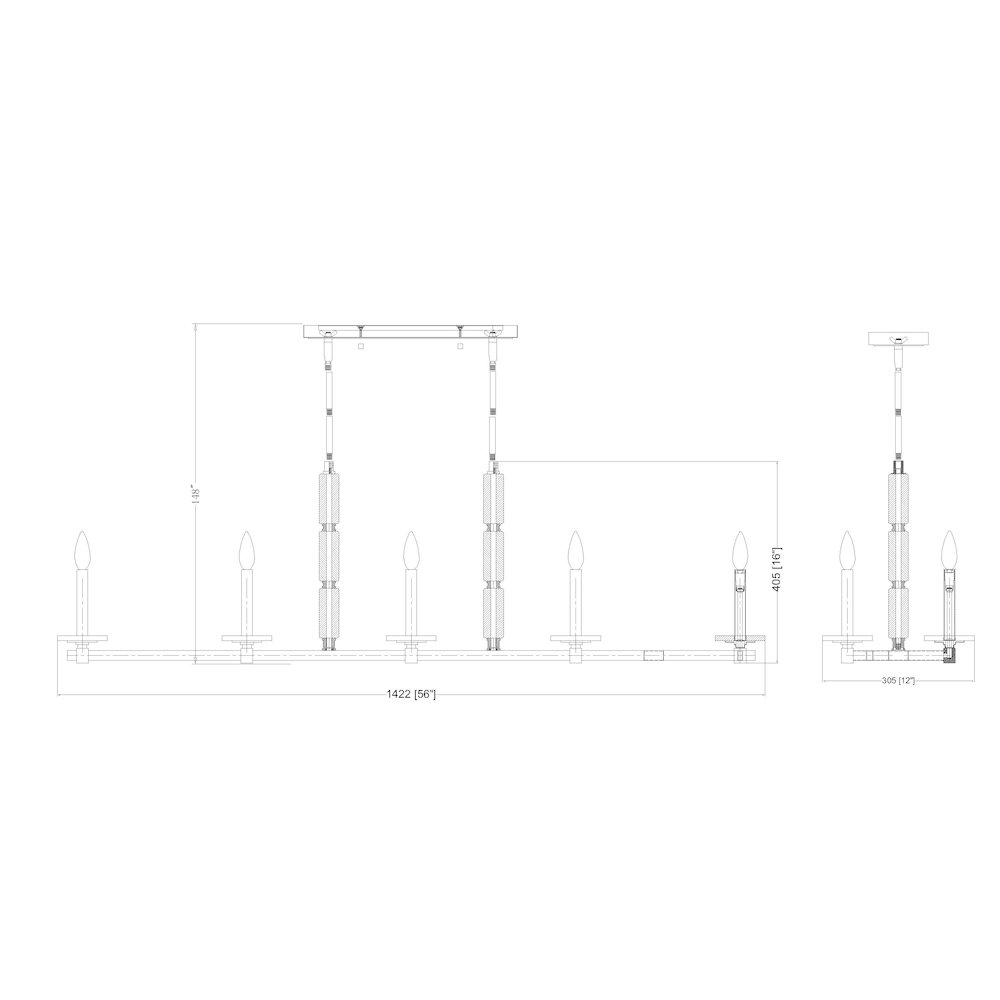 Z-Lite Kaden 10 Light Linear Chandelier in Matte Black color, Steel frame. Picture 8